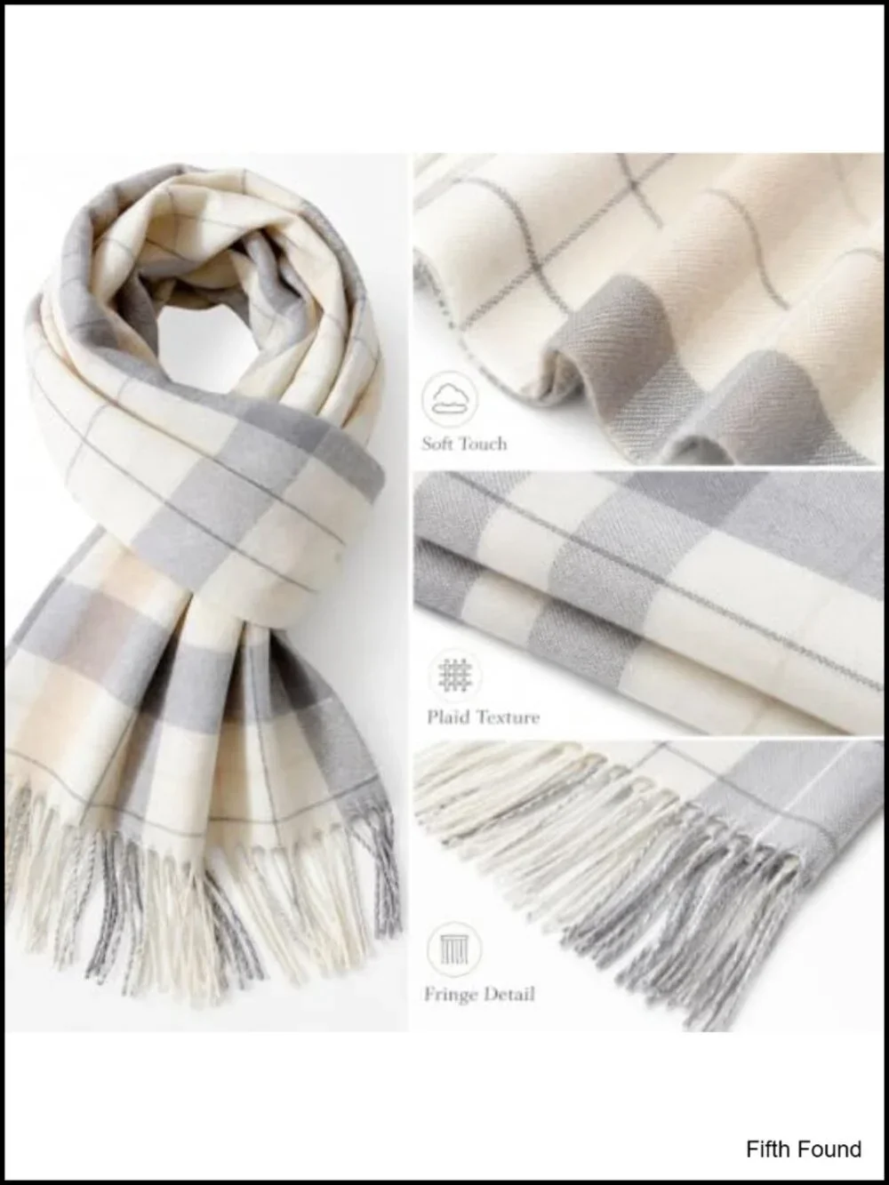 Women Winter Large Plaid Scarf Tassel Shawl Wrap 100% Polyester